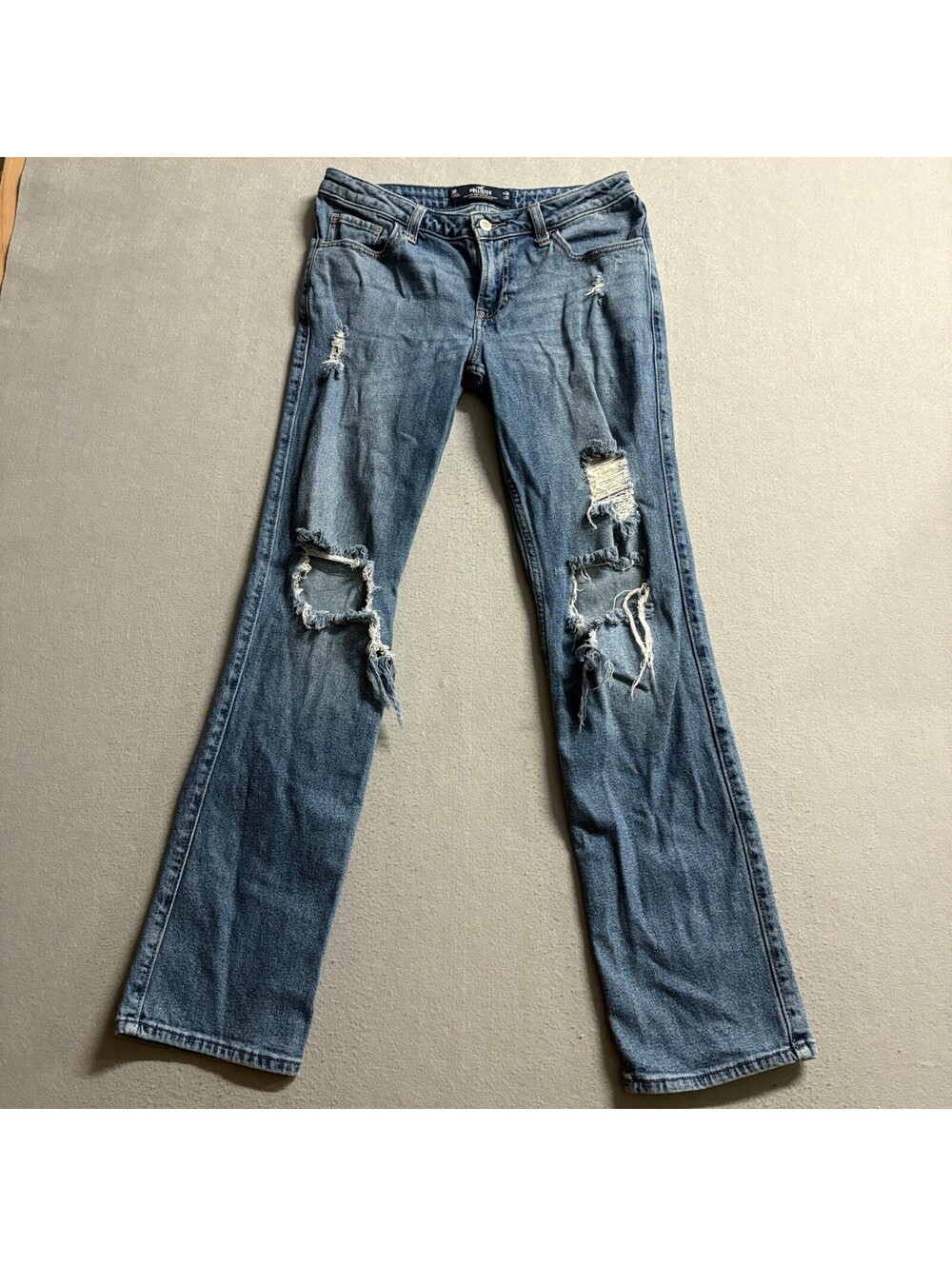 Hollister Low Rise 90s Vintage Straight Jeans Womens 3R W26 L31 Distressed Blue